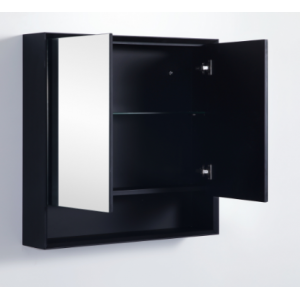 750 PVC Petra Matte Black Mirror Cabinet With Undershelf